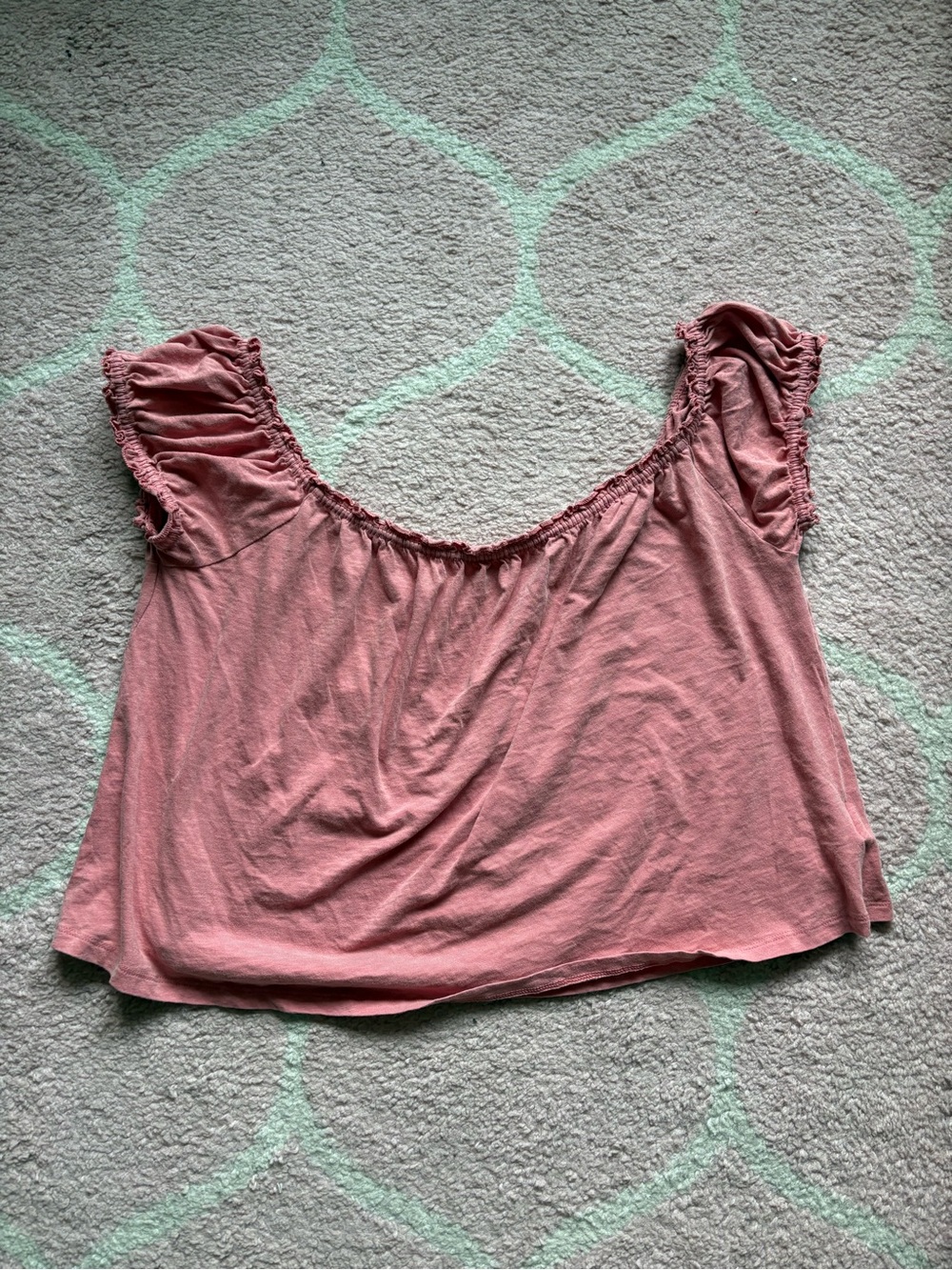 American Eagle Outfitters Mauve Ruffle Sleeve Crop Top